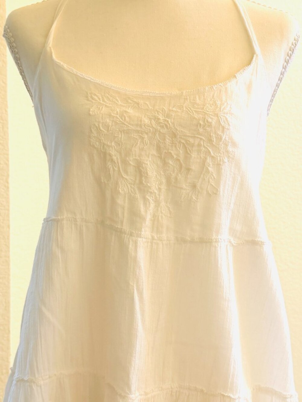 Fun & Cute white tiered embroidered cotton sundress <3